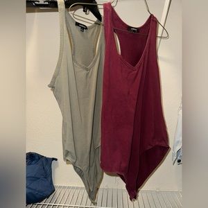 bodysuit green and maroon